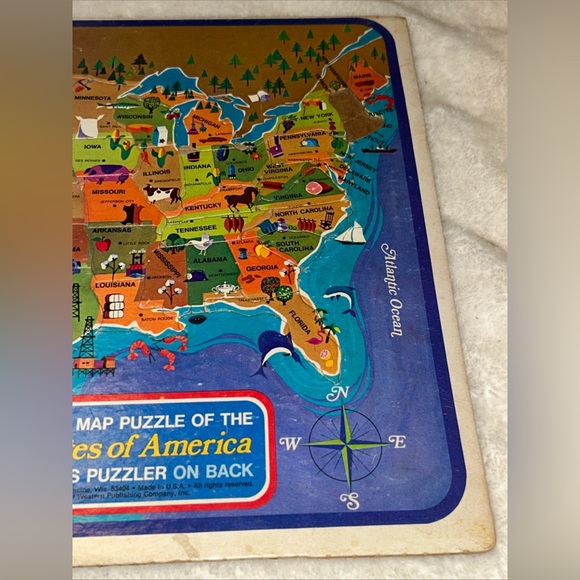•5 FOR $10 KIDS TOYS• 1968 Whitman USA Picture Map Tray Puzzle State Quiz - Picture 4 of 7